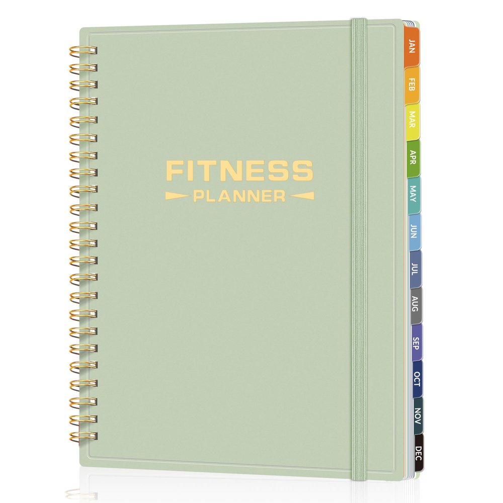 2026 Fitness Workout Journal Planner for Women & Men, JAN 2026 - DEC 2026 Exercise Planner, 6.4" x 8.3" Workout Calendar Journal Essentials Gift for Goals, Tracking, Gifts with PVC Plastic Cover,Green