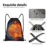 Basketball Drawstring Bags for Kids Boys Girls, Sports-Themed Drawstring Backpack Casual Knapsack for Adults Women Men, Black Draw String Rucksack Bags for Gym Travel Swimming Beach Camping, Small view 4