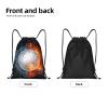 YIJIUWKIS Volleyball Drawstring Bag Sports Drawstring Backpack for Kids Teens Boys Girls Adults Women Men, Sport Gym Swim Travel Work Hiking Daypack Bag with Water and Fire Pattern Printed, Small view 3