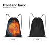 Basketball Drawstring Bags for Kids Boys Girls, Sports-Themed Drawstring Backpack Casual Knapsack for Adults Women Men, Black Draw String Rucksack Bags for Gym Travel Swimming Beach Camping, Medium view 3