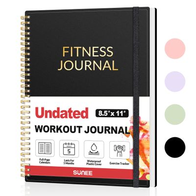 Fitness Journal Workout Planner for Women & Men, A4 (8.5" x 11") Workout Journal Log Book Planner Gift for Track Gym Essentials, Home Workouts, Track Progress, Achieve Wellness Goals, Black