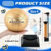 Hiboom 4 Pcs Gold Autograph Volleyball with Display Stand Air Pump Size 5 Volleyball for Trophies High School College Anniversary Coaching Gift Awards Championship Party view 2