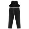 Hedmy Girls 2 Piece Sport Dance Outfit Mock Neck Crop Tank Top with Athletic Leggings Set Gymnastics Tracksuit Black 8 Years view 4