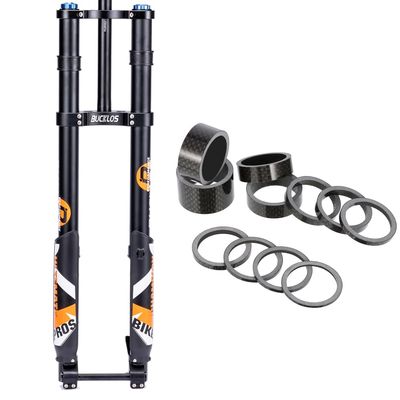 BUCKLOS 29 inch Bike Air Suspension Inverted Downhill ForkThru Axle Boost 15x110mm Travel 180mm Straight Forks & Spacers 11 Pieces Fit 28.6mm Front Fork,2 3 5 10 15 20mm Carbon Fiber Washer Shiny.