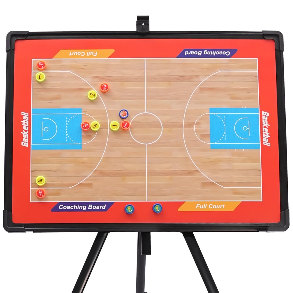 Basketball Coaching Board with Stand Portable Tactical Display Board Magnetic Basketball Coach Clipboard with Triangle Bracket and Portable Backpack 23.6 x 17.7in
