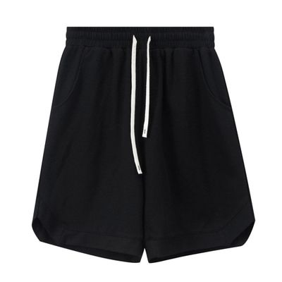 Men's Athletic Casual Classic Sweat Shorts Drawstring Loose Sport Wide-Leg Shorts Elastic Waist Lounge Gym Shorts (Black,Medium)