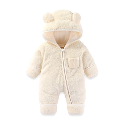 AiWMGL Newborn Baby Bear Outfit Suit With Fold-Over Mittens and Footies Girls Boys 9-12 Months Winter Fleece Clothes Suit Hooded Jumpsuit Romper Snowsuit