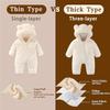 AiWMGL Newborn Baby Bear Outfit Suit With Fold-Over Mittens and Footies Girls Boys 9-12 Months Winter Fleece Clothes Suit Hooded Jumpsuit Romper Snowsuit view 3