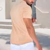Maiyifu-GJ Men's Summer Casual Shirts Lightweight Cotton Linen Button Down Shirts Short Sleeve Dress Shirt with Pocket (Light Orange,Medium) view 3