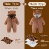AiWMGL Newborn Baby Bear Outfit Suit With Fold-Over Mittens and Footies Girls Boys 9-12 Months Winter Fleece Clothes Suit Hooded Jumpsuit Romper Snowsuit view 3