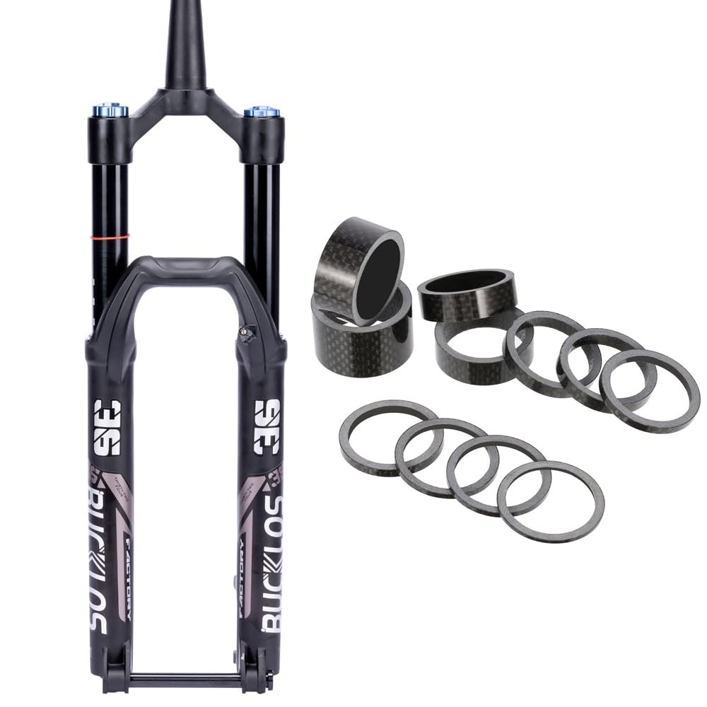 BUCKLOS MTB Air Suspension Fork 29 110 * 15mm Boost AM E-Bike Tapered, Travel 160mm 36mm Stanchion Thru Axle Front Forks & Spacers 11 Pieces Fit 28.6mm Front Fork,2 3 5 10 15 20mm Carbon Fiber Washer