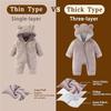 AiWMGL Newborn Baby Bear Outfit Suit With Fold-Over Mittens and Footies Girls Boys 9-12 Months Winter Fleece Clothes Suit Hooded Jumpsuit Romper Snowsuit view 3