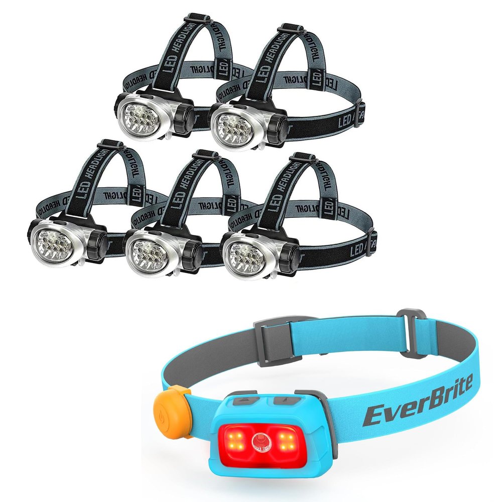 EverBrite 5-Pack LED Headlamp and Rechargeable Headlamp