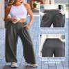 EVALESS Womens Wide Leg Fleece Lined Pants Business Work Casual Trousers 2025 Fall Winter Loose Fit High Waisted Flowy Pants for Women Waffle Knit Warm Slacks with Pockets Dark Grey Medium view 4