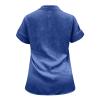 Cotton Womens Tops,Deals of The Day Clearance Prime,Womens Button Down Cotton Linen Shirts V Neck Roll Up Short Sleeve Blouses Loose Collared Shirt Summer Casual Work Tops,1-Dark Blue,4X-Large view 3