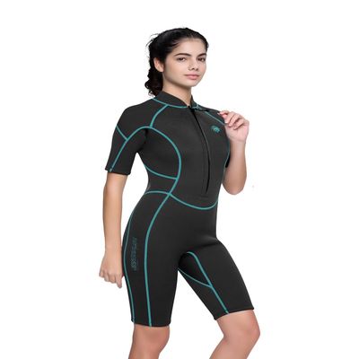 Jsnorklet Womens Wetsuit Shorty, 3mm Front Zipper Neoprene Diving Suits for Diving Snorkeling Surfing Swimming