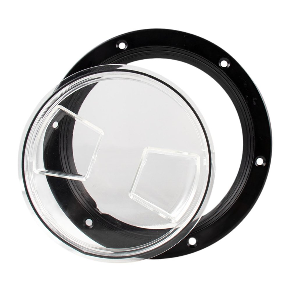 Aymzbd Boat Hatch Deck Plates for Boat Round Marine Inspection Deck Plate Hatch for RV, 6in Clear Black