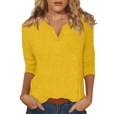 3/4 Sleeve Tops Womens 3/4 Sleeve T Shirts Womens T Shirts Cotton Three Quarter Sleeve Tops Woman Three Quarter Length Sleeve Tops for Women Cute Tops for Women Woman Tops White 3/4 Sleeve