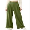 EVALESS Womens Wide Leg Fleece Lined Pants Business Work Casual Trousers 2025 Fall Winter Loose Fit High Waisted Flowy Pants for Women Waffle Knit Warm Slacks with Pockets Green Medium view 1
