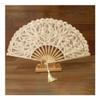 Folding Hand Fan Chinese Style Decorative Bamboo Fans Lace Fabric Silk Folding Hand Held Dance Fans Flower Party Wedding Prom Folding Fan view 1