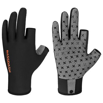 BASSDASH Unisex Fingerless Camo Hunting Gloves for Men's Women's Early Season Warm Weather UPF 50+ Lightweight Fishing Photography HG03