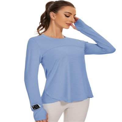 Blingfit Womens Long Sleeve Running Top Gym Hiking Workout Base Layer Women Sports Tops with Thumb Holes Breathable