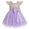 IBTOM CASTLE Baby Girl Birthday Party Dress: Toddler Princess Tulle Tutu Dresses Fairy Flutter Sleeve Floral Sequins Butterfly Glitters Bridesmaid Wedding Pageant Dance Ball Gown Purple 12-18 Months view 1