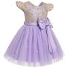 IBTOM CASTLE Baby Girl Birthday Party Dress: Toddler Princess Tulle Tutu Dresses Fairy Flutter Sleeve Floral Sequins Butterfly Glitters Bridesmaid Wedding Pageant Dance Ball Gown Purple 12-18 Months view 2
