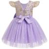 IBTOM CASTLE Baby Girl Birthday Party Dress: Toddler Princess Tulle Tutu Dresses Fairy Flutter Sleeve Floral Sequins Butterfly Glitters Bridesmaid Wedding Pageant Dance Ball Gown Purple 12-18 Months view 3