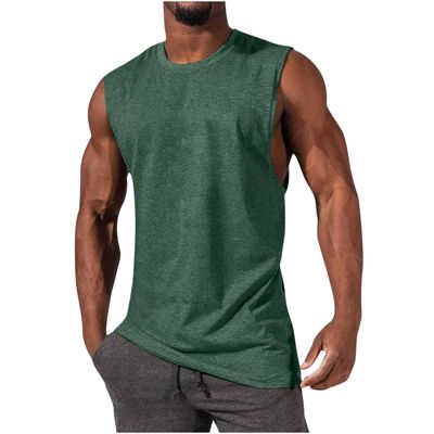 NineFit Basics Mens Muscle Tank Tops 2024 Summer Trendy Palm Print Beach Casual Sleeveless T-Shirts Gym Bodybuilding Athletic Blouse, XX-Large, A03_army Green