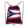 NOUZU Ohio State Flag Print Sports Drawstring Backpack For Women With Zipper Pockets Lightweight Travel Gym Bag, Black view 3