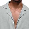 Maiyifu-GJ Mens Lightweight Casual Linen Shirts Summer Short Sleeve Button Down Shirts Business Formal Slim Fit Dress Shirt (Grey,X-Large) view 2