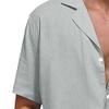 Maiyifu-GJ Mens Lightweight Casual Linen Shirts Summer Short Sleeve Button Down Shirts Business Formal Slim Fit Dress Shirt (Grey,X-Large) view 3