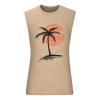 NineFit Basics Mens Muscle Tank Tops 2024 Summer Trendy Palm Print Beach Casual Sleeveless T-Shirts Gym Bodybuilding Athletic Blouse, XX-Large, A05_khaki view 4