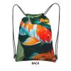 NOUZU Pretty Koi Fish Print Sports Drawstring Backpack For Women With Zipper Pockets Lightweight Travel Gym Bag, Black view 3