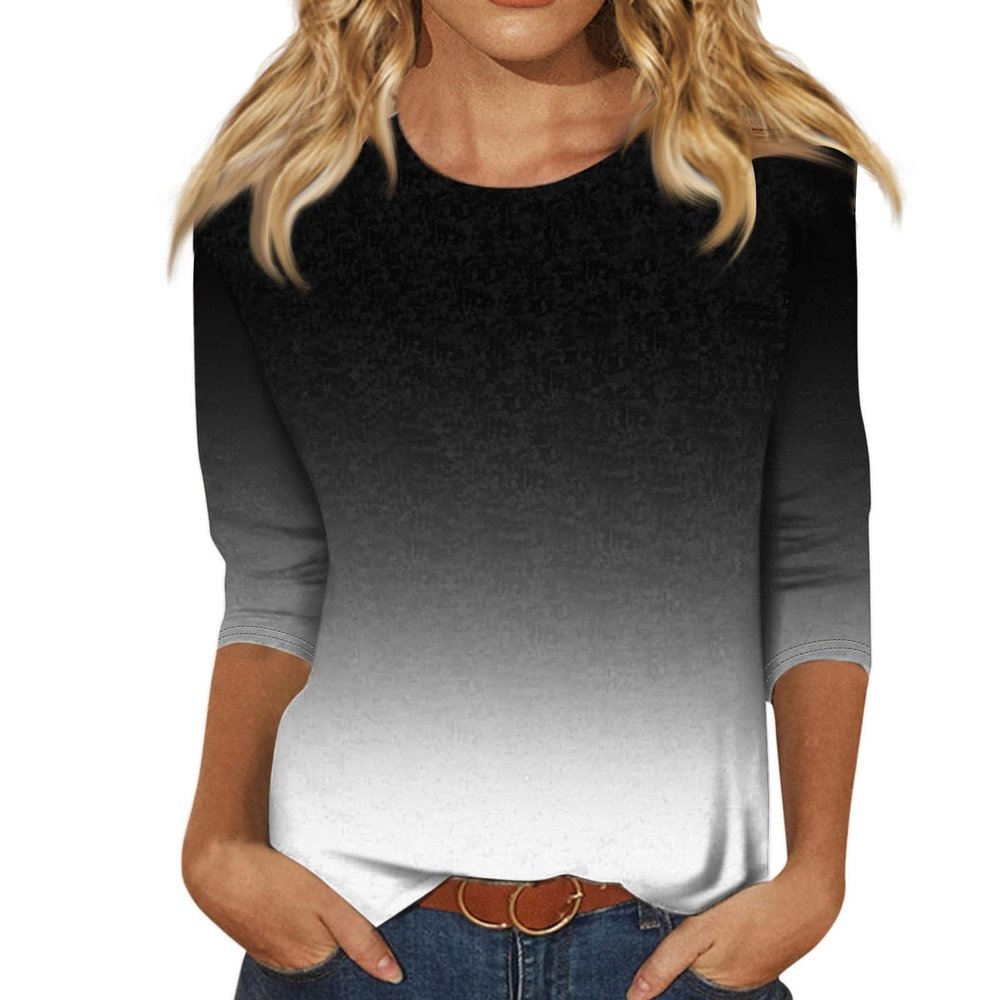 3/4 Sleeve Summer Tops for Women Womens Toos Womens Blouses Casual Business Casual Tops for Women Cotton Tops for Women Crew Neck Tops for Women 3/4 Sleeve Tunic Tops for Women Cotton Shirts