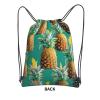 NOUZU Tropical Pineapple Hawaiian Print Sports Drawstring Backpack For Women With Zipper Pockets Lightweight Travel Gym Bag, Black view 3