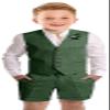 Suits for Boy Linen Suit Short Set 2 Pieces Little Boys Vest Pants Set Summer Wedding Dark Green Outfit Size 8 view 1