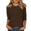 Women's 3/4 Sleeve Summer Tops Womens Tshirts Cotton Loose Fit Womens 3/4 Sleeve T Shirts Quarter Sleeve Tops for Women Cotton Tops Casual Tshirts Shirts for Women Womens 3/4 Sleeve T Shirts view 1