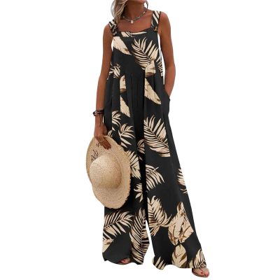 Btgghytr For Women Casual Sleeveless Loose Printed Adjustable Strap Jumpers With Pockets