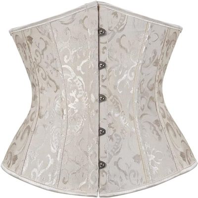 ADELCE Women's Lace Up Boned Underbust Waist Cincher Corset Bustier Beige 4XL