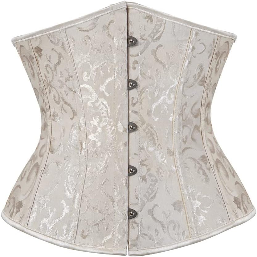 ADELCE Women's Lace Up Boned Underbust Waist Cincher Corset Bustier Beige 4XL