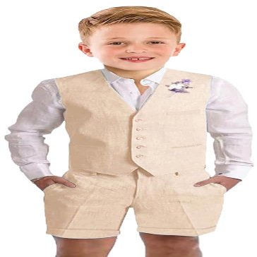 Szzmmer Suits for Teenage Boys Champagne Linen Vest and Pants Set Slim Fit Boys Tuxedo Suits Size 12 Lightweight Wedding Prom Outfit