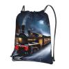 Winter Christmas Snow Night Railway Train Print Sports Drawstring Backpack For Women With Zipper Pockets Lightweight Travel Gym Bag view 1