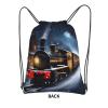 Winter Christmas Snow Night Railway Train Print Sports Drawstring Backpack For Women With Zipper Pockets Lightweight Travel Gym Bag view 3