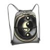 NOUZU Yin-Yang Pattern Print Sports Drawstring Backpack For Women With Zipper Pockets Lightweight Travel Gym Bag, Black view 2