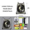 NOUZU Yin-Yang Pattern Print Sports Drawstring Backpack For Women With Zipper Pockets Lightweight Travel Gym Bag, Black view 4