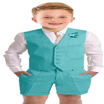 Boys Linen Vest Shorts Toddler Suit Set for Boy Summer Suits Kids Outfit Wedding Prom Dresswear Boys Seersucker Suit Size 2 Turquoise