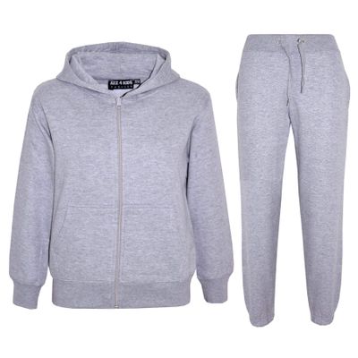 A2Z 4 Kids Unisex Plain Tracksuit Hoodie with Joggers Jogging Sweatpants Set - T.S Plain Grey 2-3.