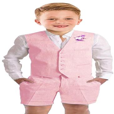 Kids Suits for Boys Casual Summer Linen Pink Suit 2 Piece Boys Suit Set Size 6 Formal Wedding Dresswear Outfit